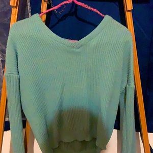 Teal poof sweater